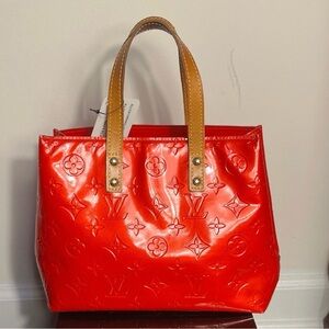 Louis Vuitton Red Embossed Leather Tote